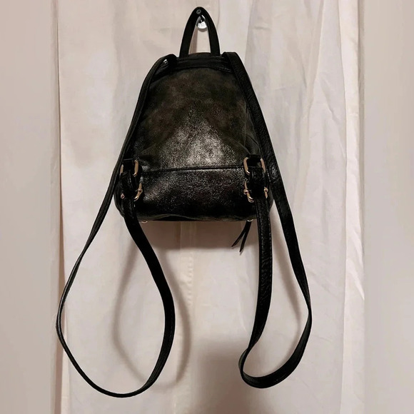 Juicy Couture Mini Backpack Black With Metallic Gold Shimmer Gold Accents EUC main image 5
